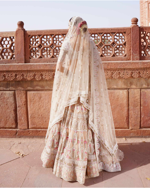Monroe Light Pink-Based, Multicoloured Lehenga Set Adorned With Sequins