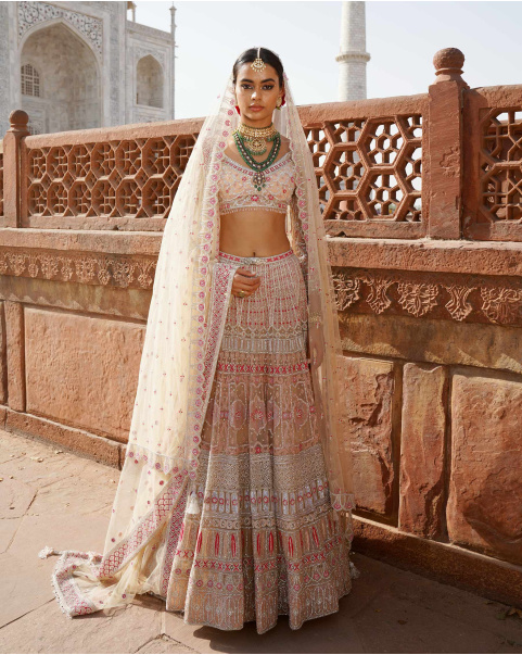 Phoebe Antique White-Based, Multicoloured Lehenga Set