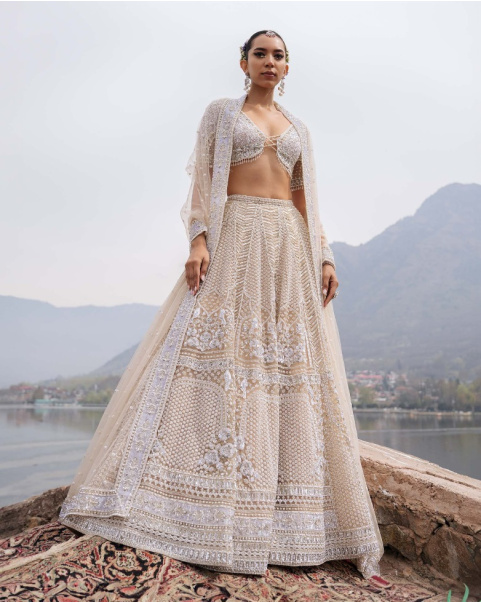 Coralina Ivory Lehenga Set With Intricate Threadwork
