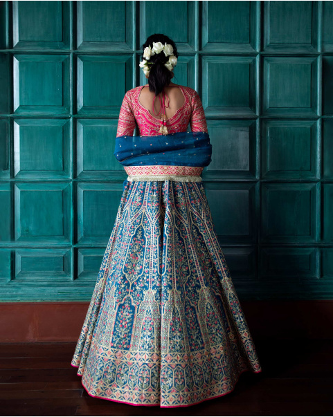 Patrice Cobalt Blue Lehenga Set Adorned With Floral