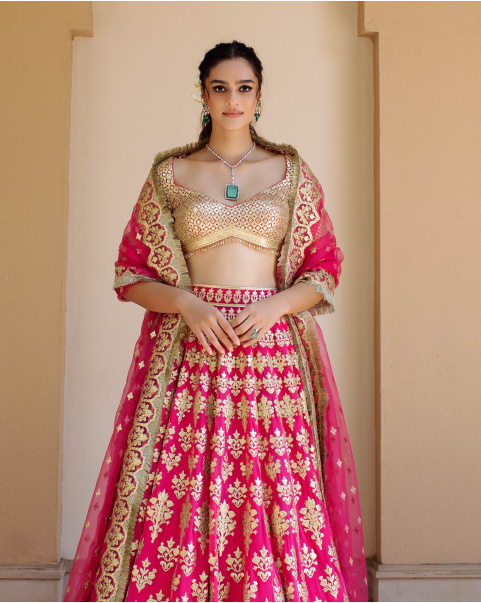 Reine Fuschia Pink Lehenga Set And Blouse