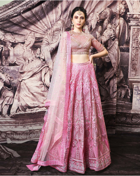 Anaya Beige Tulle, Golden Foil Lehenga Set