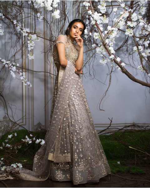 Designer Ashley Gray Bridal Lehenga - Falguni Shane Peacock