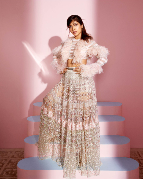 BHUMI PEDNEKAR IVORY-BASED LEHENGA SET