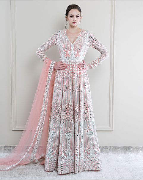 Buy Daisy Sorbet pink Anarkali Set - Falguni Shane Peacock