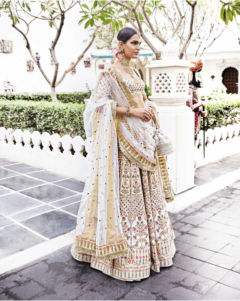 Eshaani Off-White Raw Silk Embroidered Lehenga Set
