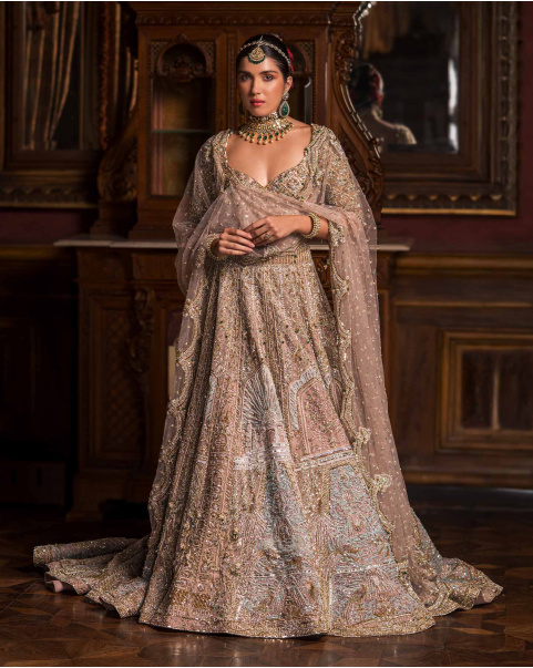 Scarlett Faded Powder Pink Lehenga Set With Embellished Details
