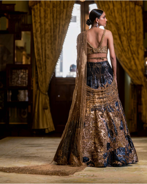 Clemence Dark golden Lehenga set