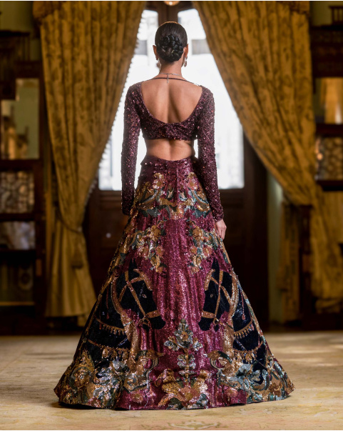 Aude Maroon lehenga set