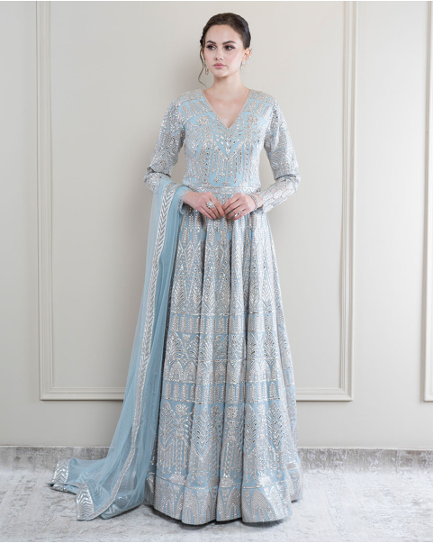 Buy Eliza Glacier blue Anarkali Set - Falguni Shane Peacock