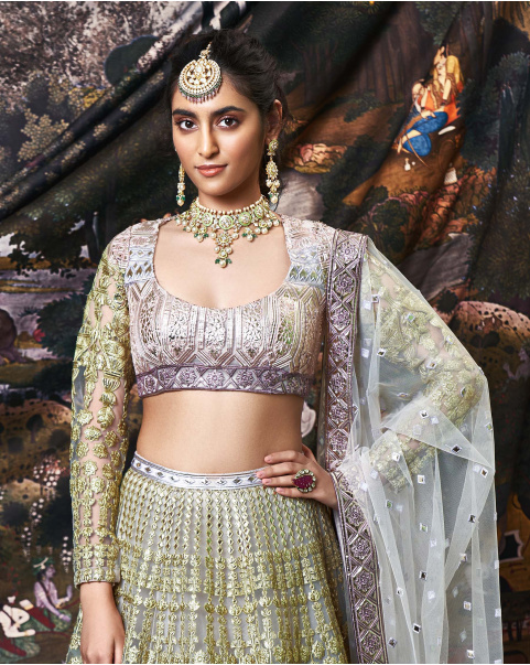 Hayley Light Grey, Tulle Lehenga Set