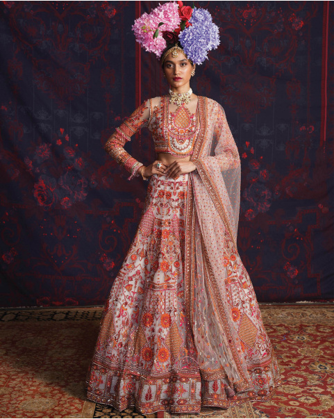 Margot Multicolored Lehenga Set With A Full-Sleeves Blouse