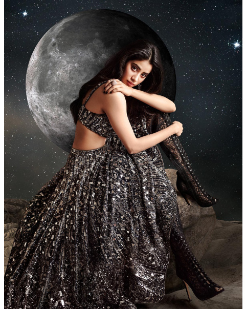 Janhvi Kapoor Crystal black lehenga set
