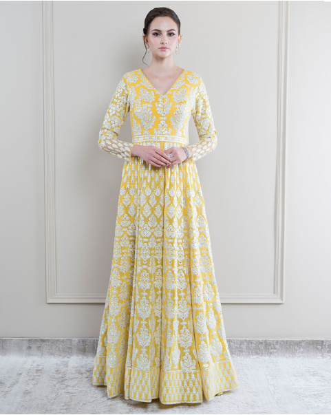 Buy Juliana Tuscan yellow Anarkali Set - Falguni Shane Peacock