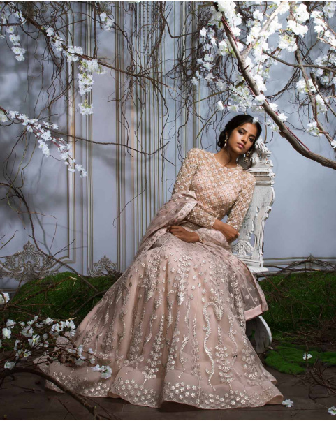Shop Online Soft Shell Pink Kiara Lehenga - Falguni Shane Peacock