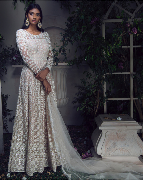 Buy Leona Tapioca embroidered Anarkali Set - Falguni Shane Peacock