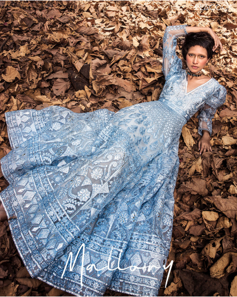 Buy Mallory Metallic blue Anarkali Set - Falguni Shane Peacock