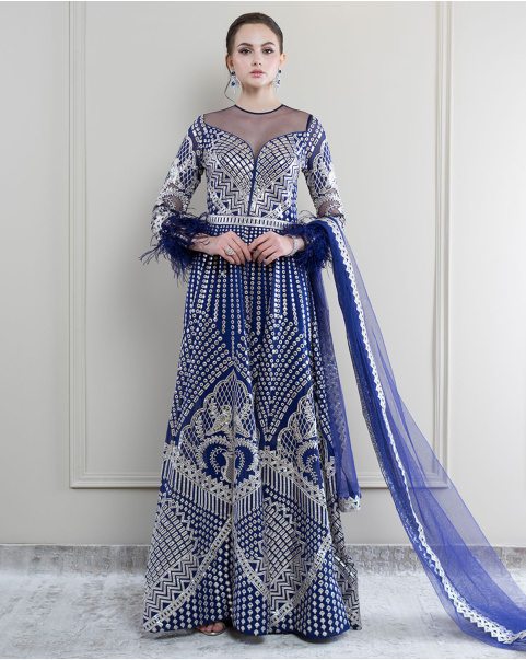 Buy Margaret Royal blue Anarkali Set - Falguni Shane Peacock