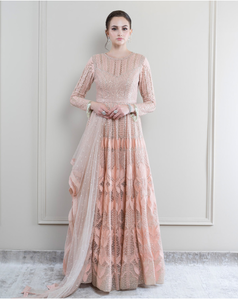 Buy Mariah Pale peach Anarkali Set - Falguni Shane Peacock