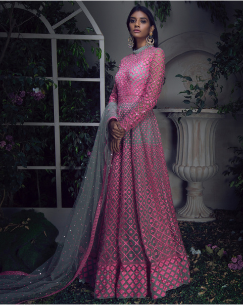 Buy Nocola Hot pink embroidered Anarkali Set - Falguni Shane Peacock