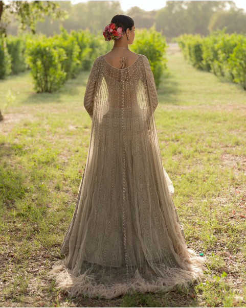 Vera Light, Cloud Grey Hued Lehenga Set Encrusted With Sequins