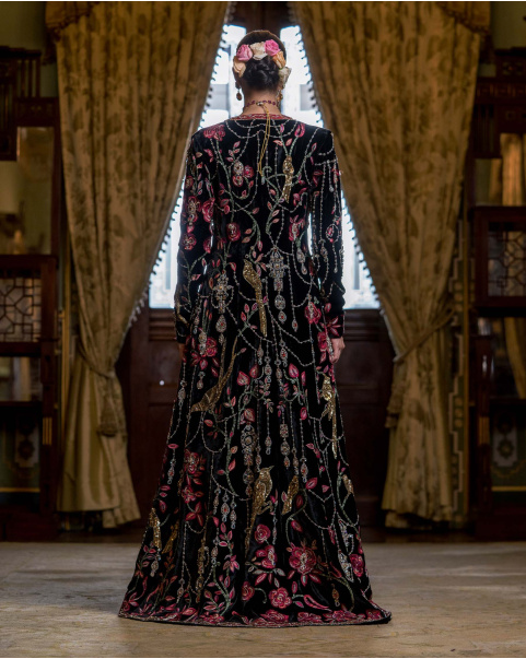 Demelza Midnight Black Velvet Jacket Style Gown