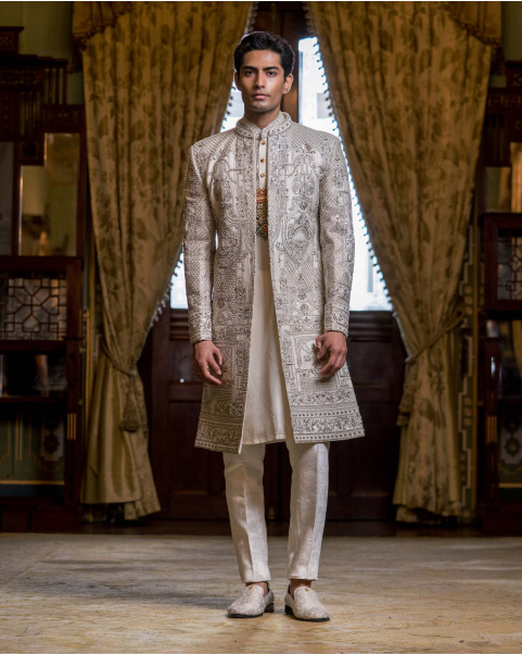 Serge sherwani set