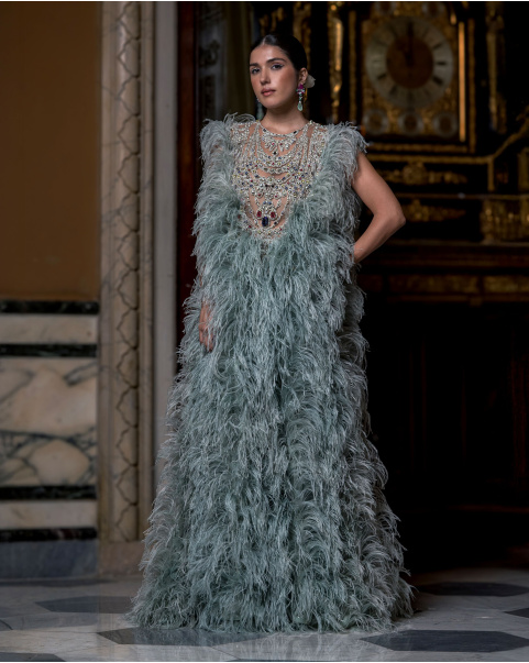 Karissa Blue Turqoise Sheer Gown