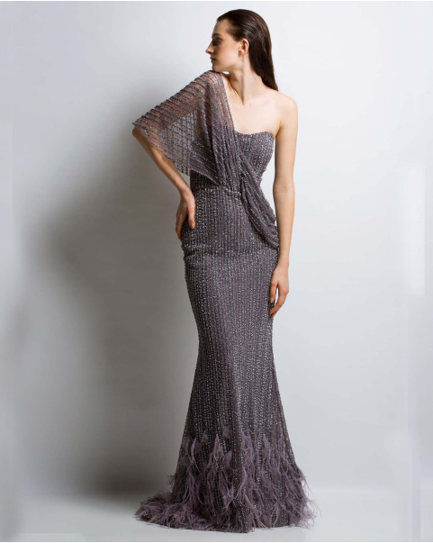 Buy Ulrika Crystal Work Gown - Falguni Shane Peacock