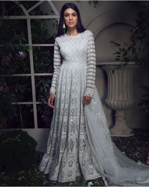 Buy Vallerie Pristine white Anarkali Set - Falguni Shane Peacock