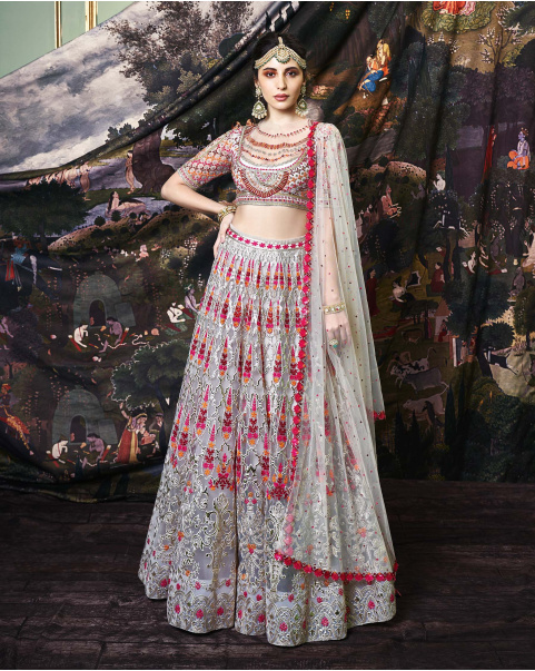 Willow Light Grey, Tulle Lehenga Set
