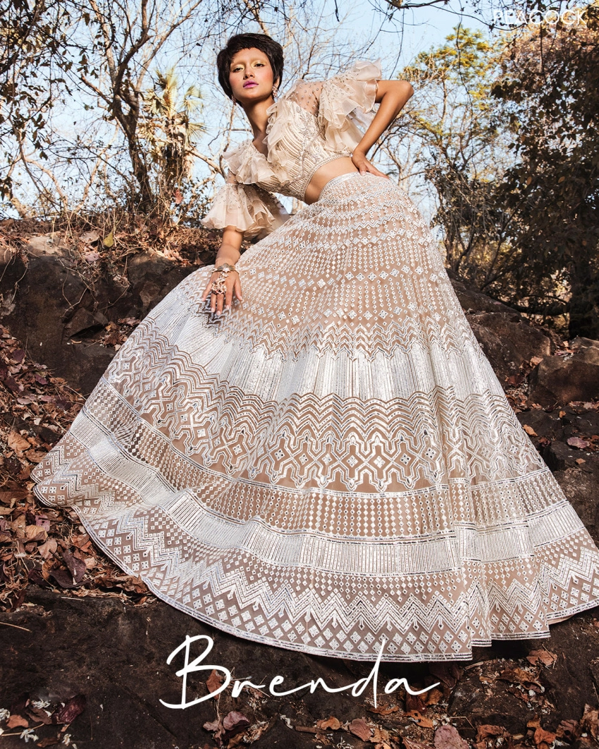 Buy Now Brenda A Ivory embroidered Lehenga Set - Falguni Shane Peacock