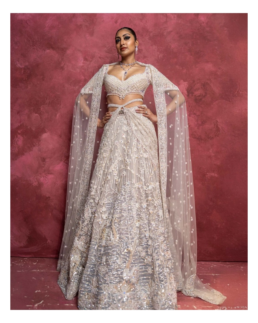 Mirabelle Ivory Lehenga Set Replete With Swans-in-a-pond Motifs