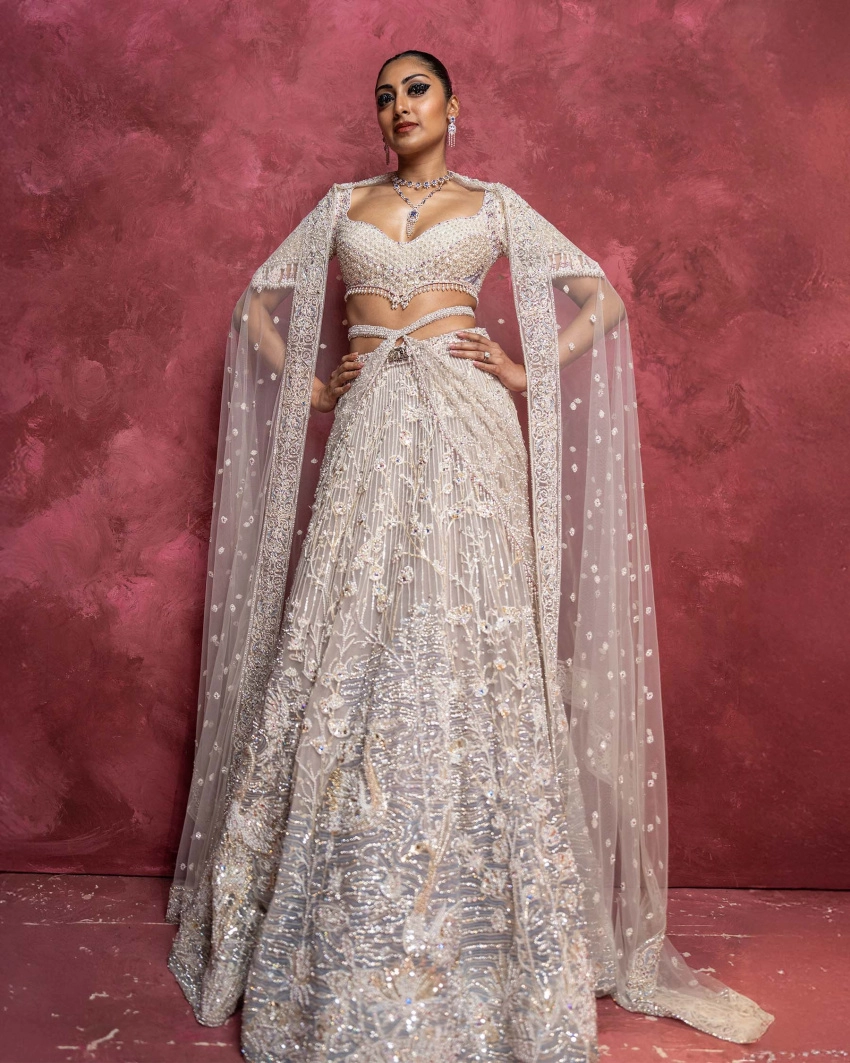 Mirabelle Ivory Lehenga Set Replete With Swans-in-a-pond Motifs