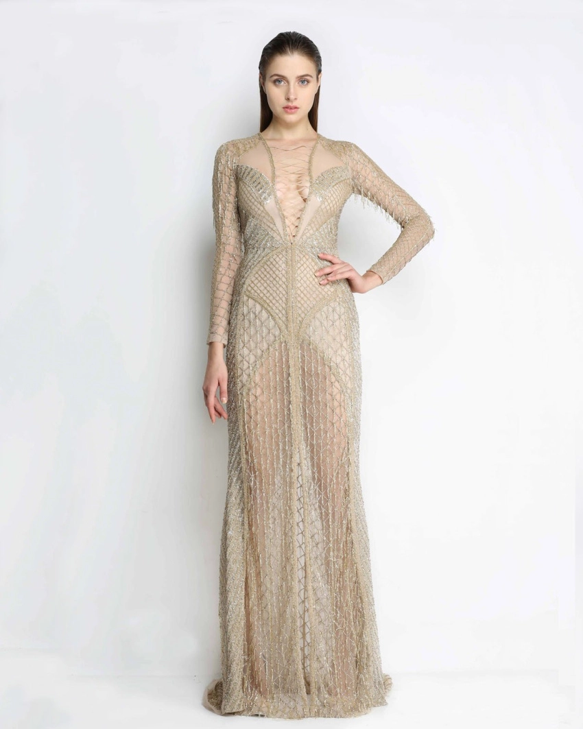 Buy Zeiba Crystal Work Embroidered Gown - Falguni Shane Peacock