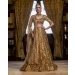 Rouen Golden Lehenga Set With A Cropped Blouse Adorned With Sequins