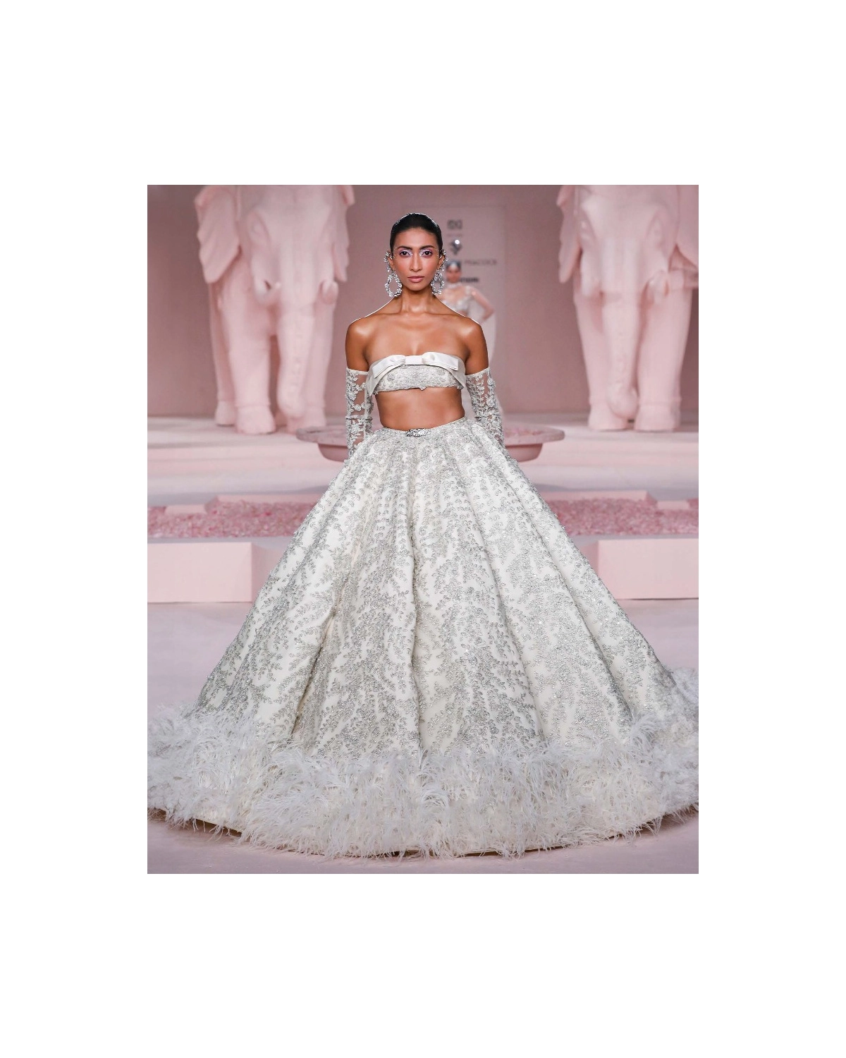 Khai Ivory Hued, Ball Gown-style Lehenga Set With Crystals