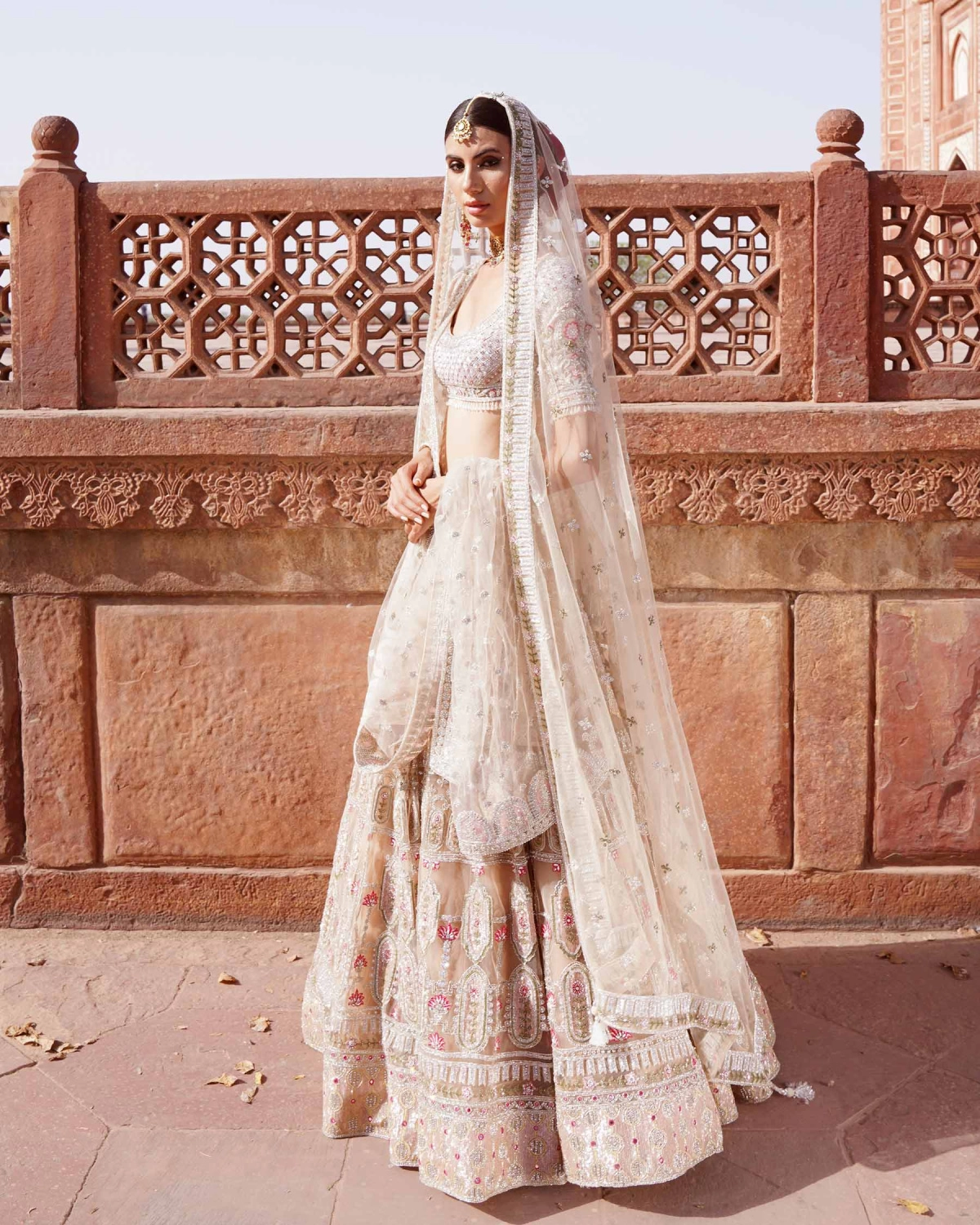Monroe Light Pink-based, Multicoloured Lehenga Set Adorned With Sequins