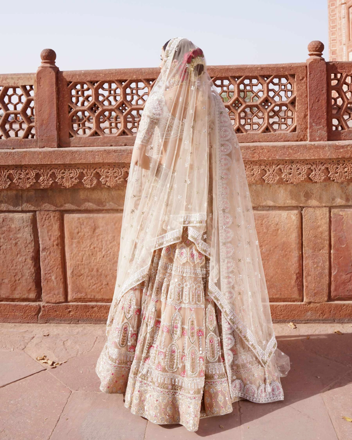Monroe Light Pink-based, Multicoloured Lehenga Set Adorned With Sequins