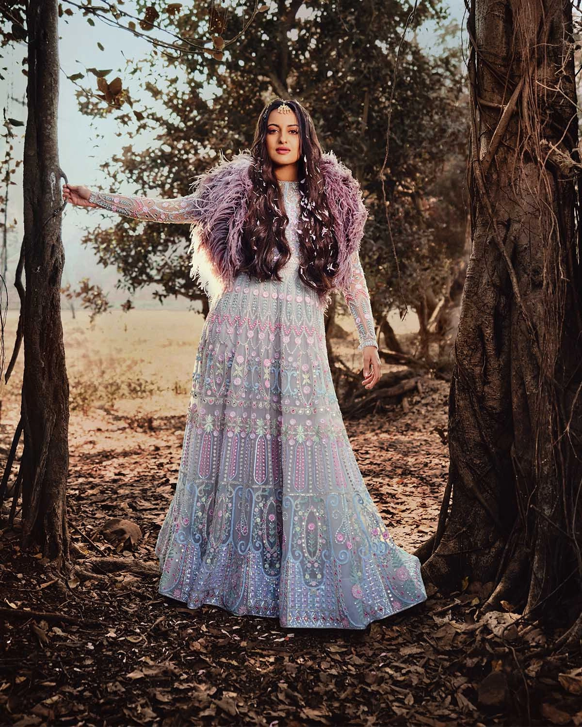 Sonakshi Sinha Multicolored, Foliage Embroidered Anarkali.