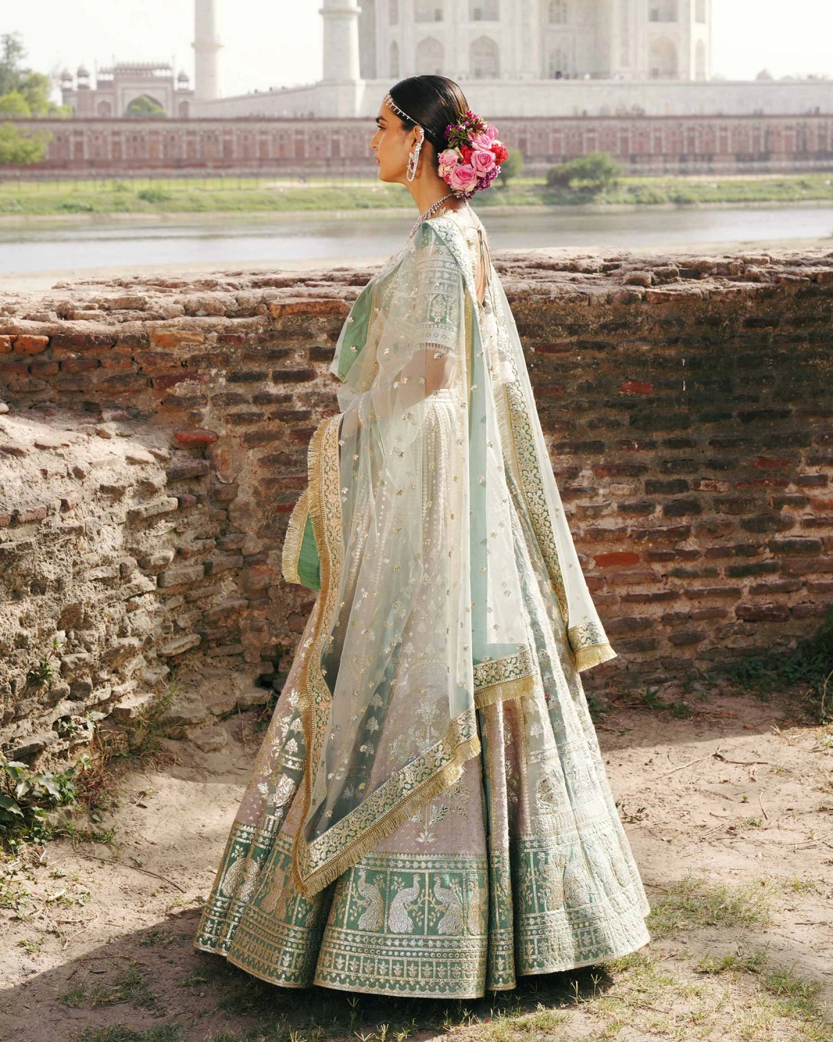 Roselyn Light Mauve-based, Light Gold Chrome Applique Lehenga Set