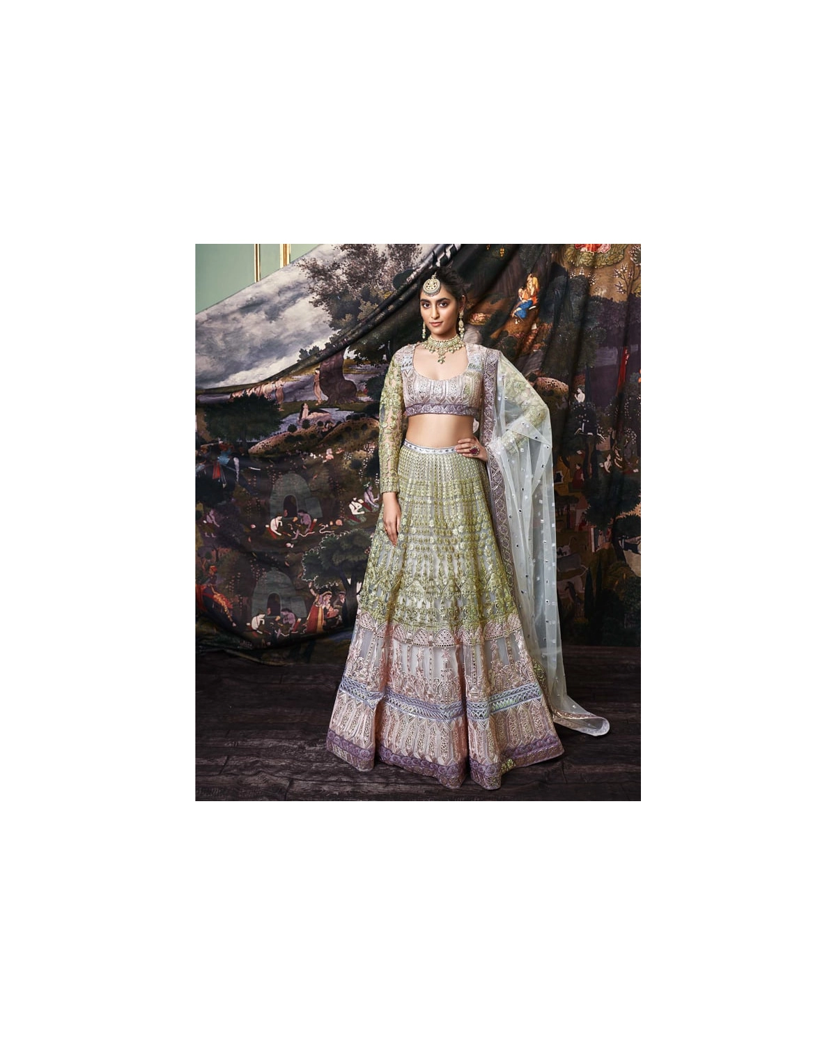 Hayley Light Grey, Tulle Lehenga Set