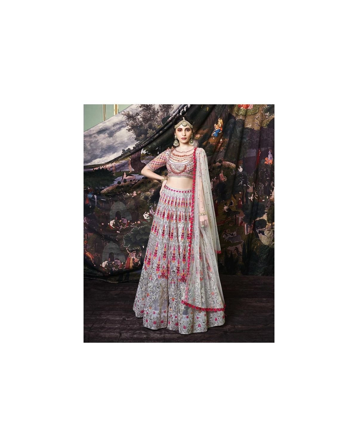 Willow Light Grey, Tulle Lehenga Set