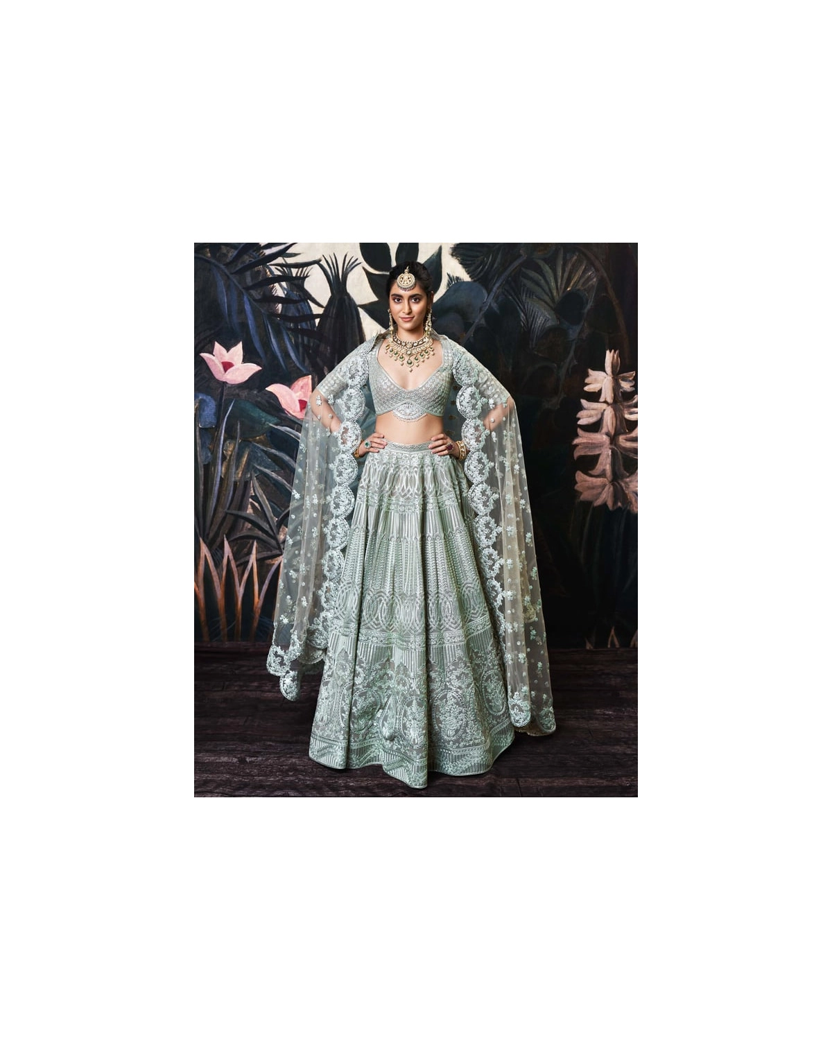 Lana Light Brown-based, Tulle Lehenga Set