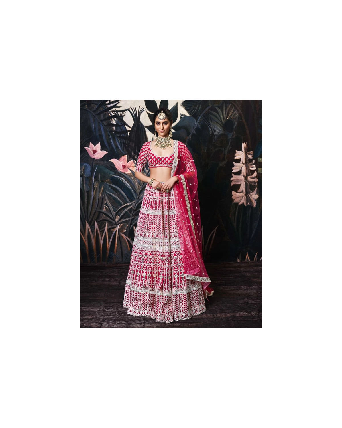Nina Fuchsia Pink Georgette Lehenga Set