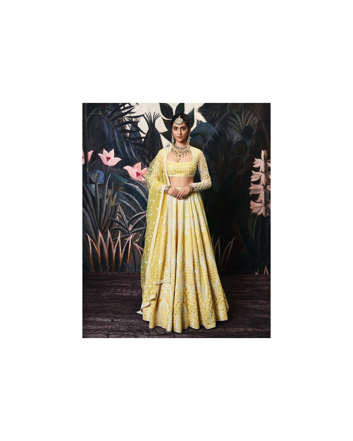 Kiara Greenish-yellow Raw Silk Lehenga Set