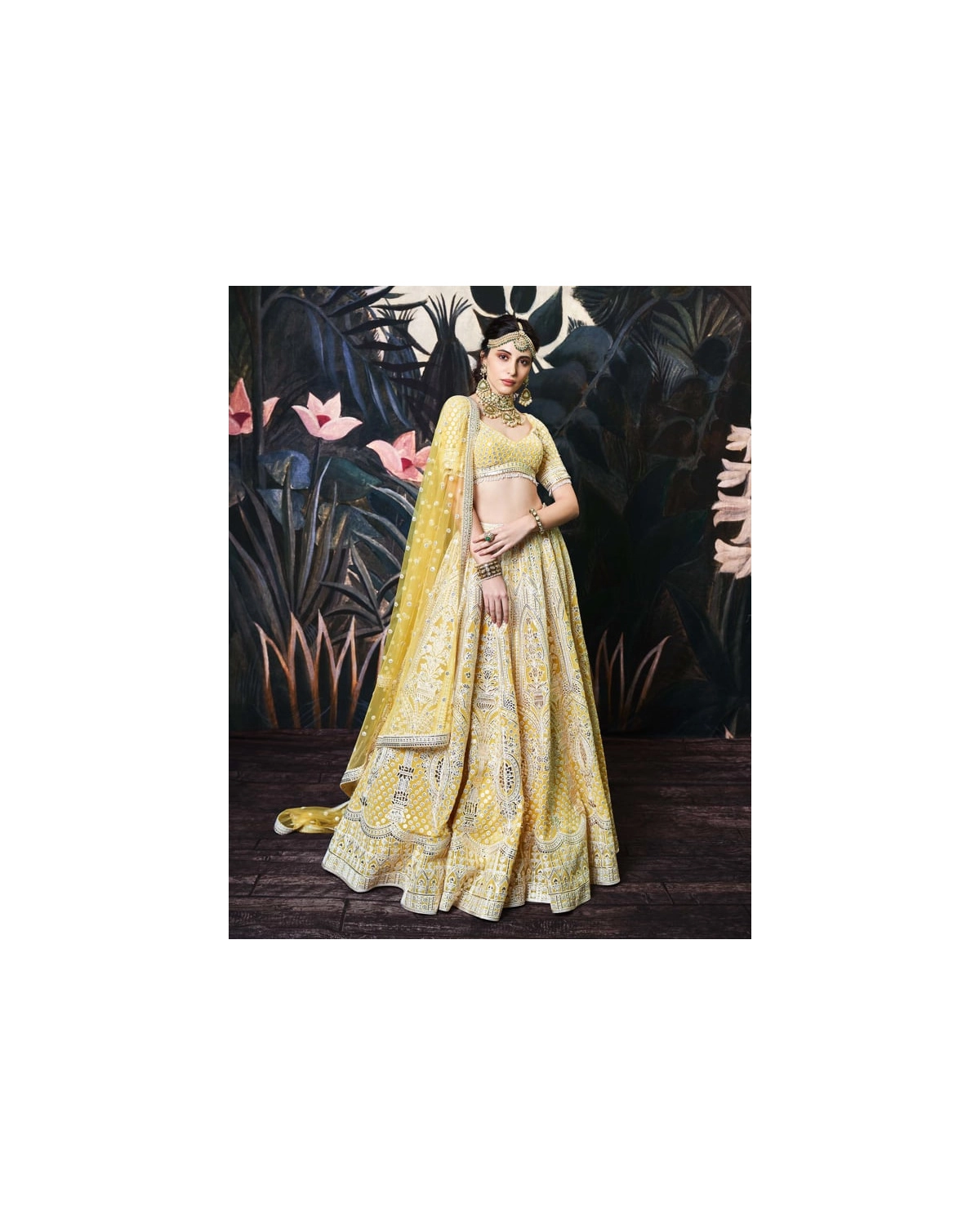 Harlow Yellow Lehenga Set With Gold Foil Work