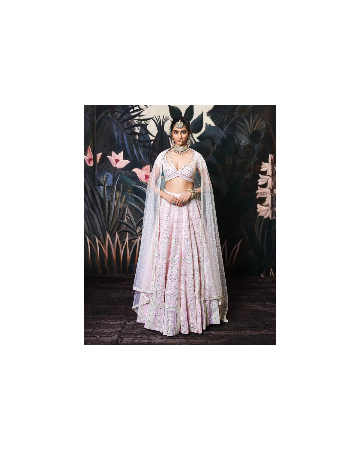Veronica Light Pink Georgette Lehenga Set