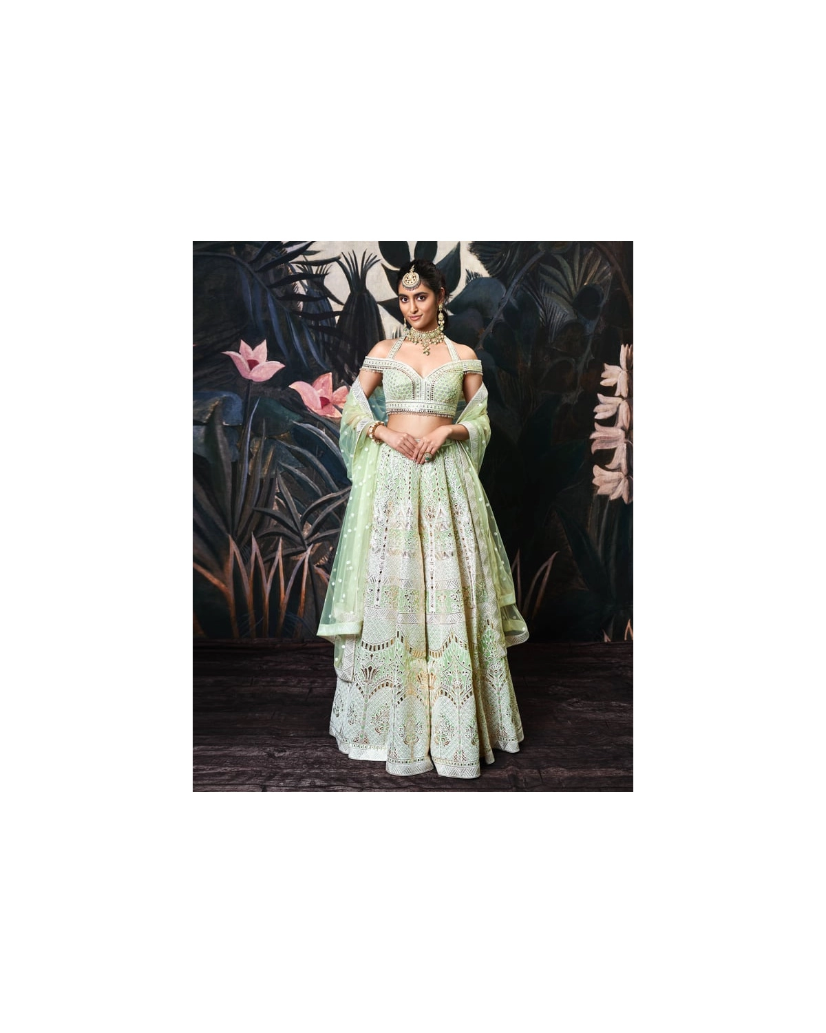 Mila Mint Green Georgette Lehenga Set