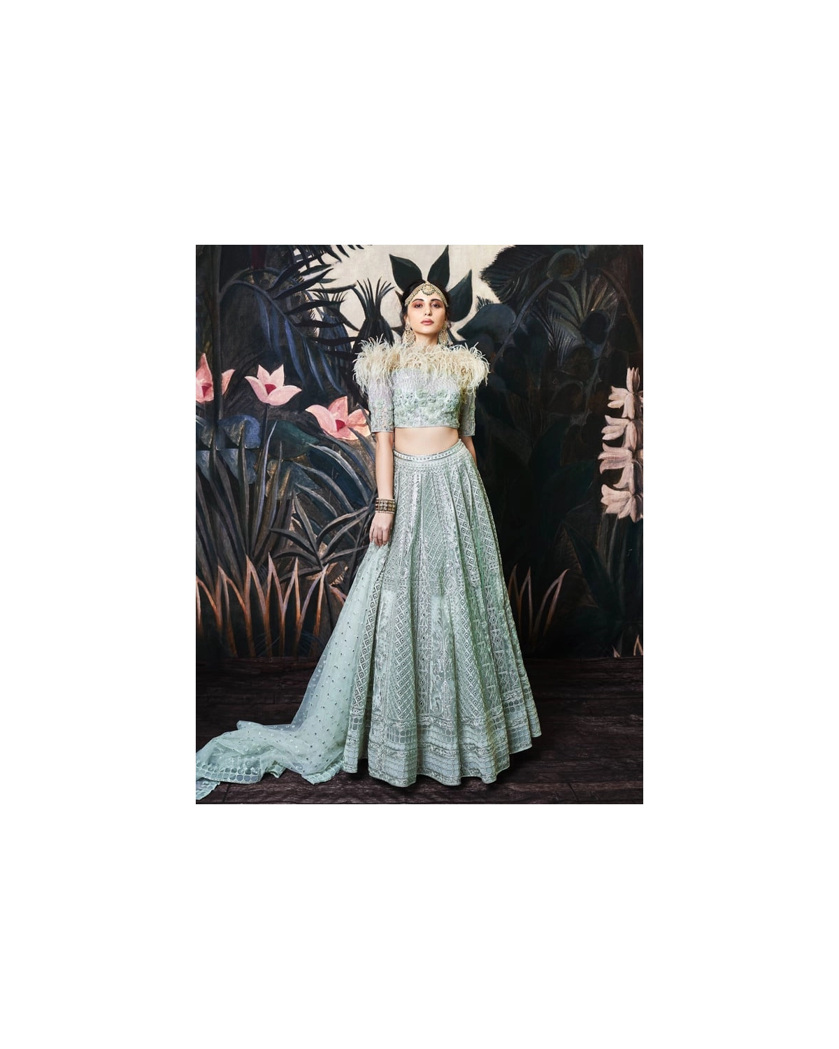 Margot Light Grey, Tulle Lehenga Set